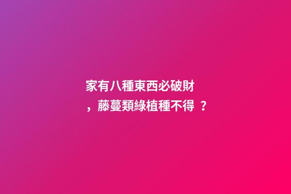 家有八種東西必破財，藤蔓類綠植種不得？